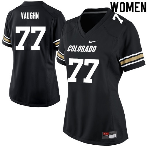Women #77 Hunter Vaughn Colorado Buffaloes College Football Jerseys Sale-Black - Click Image to Close